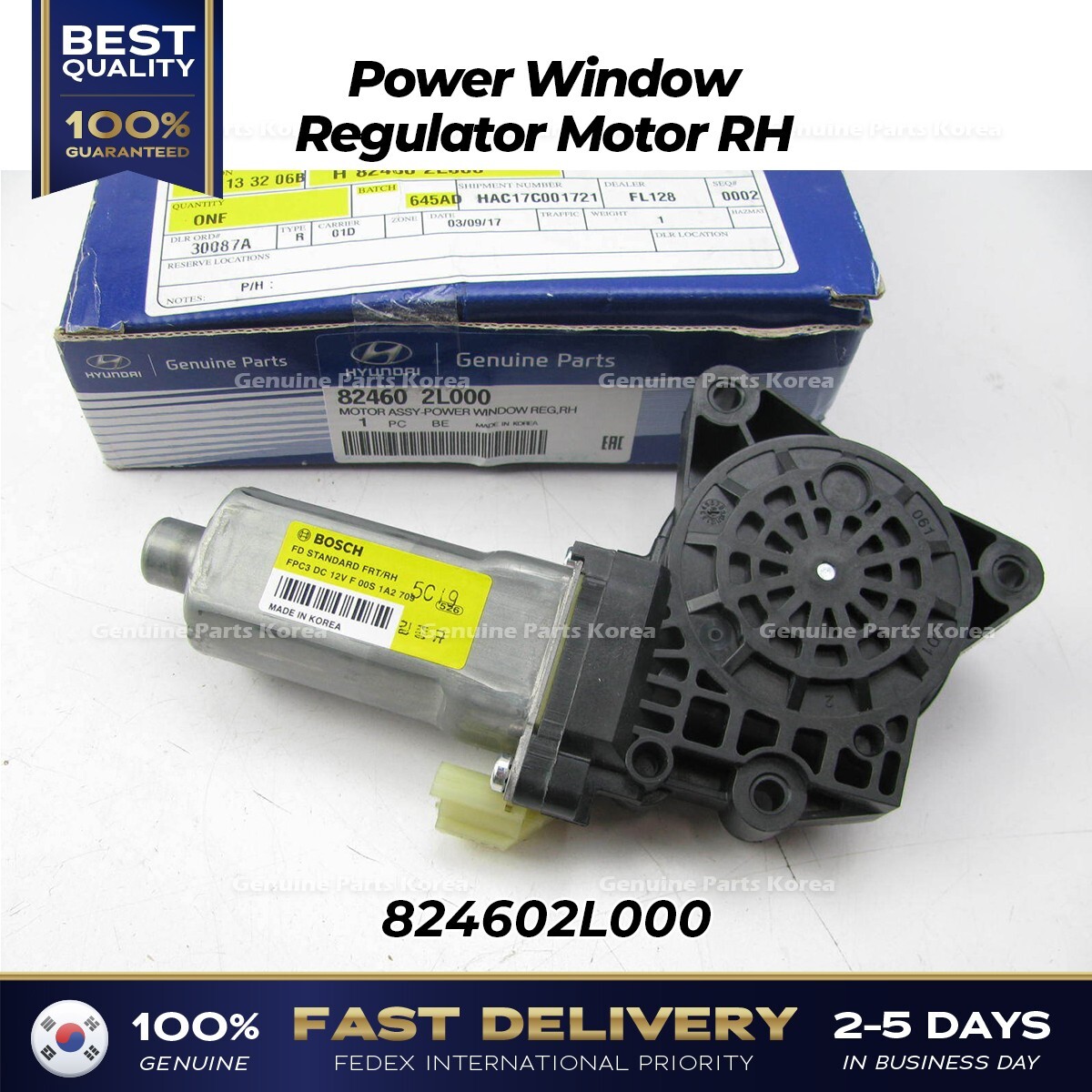 オリオン　レボリューションモーター ⭐Genuine⭐ Power Window Regulator Motor RH 824602L000 for Hyundai