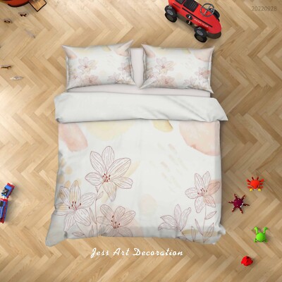 3D Blumen Blatt Handgezeichnet Einfach Quilt Cover Set Bettwäsche Sets Kissen...