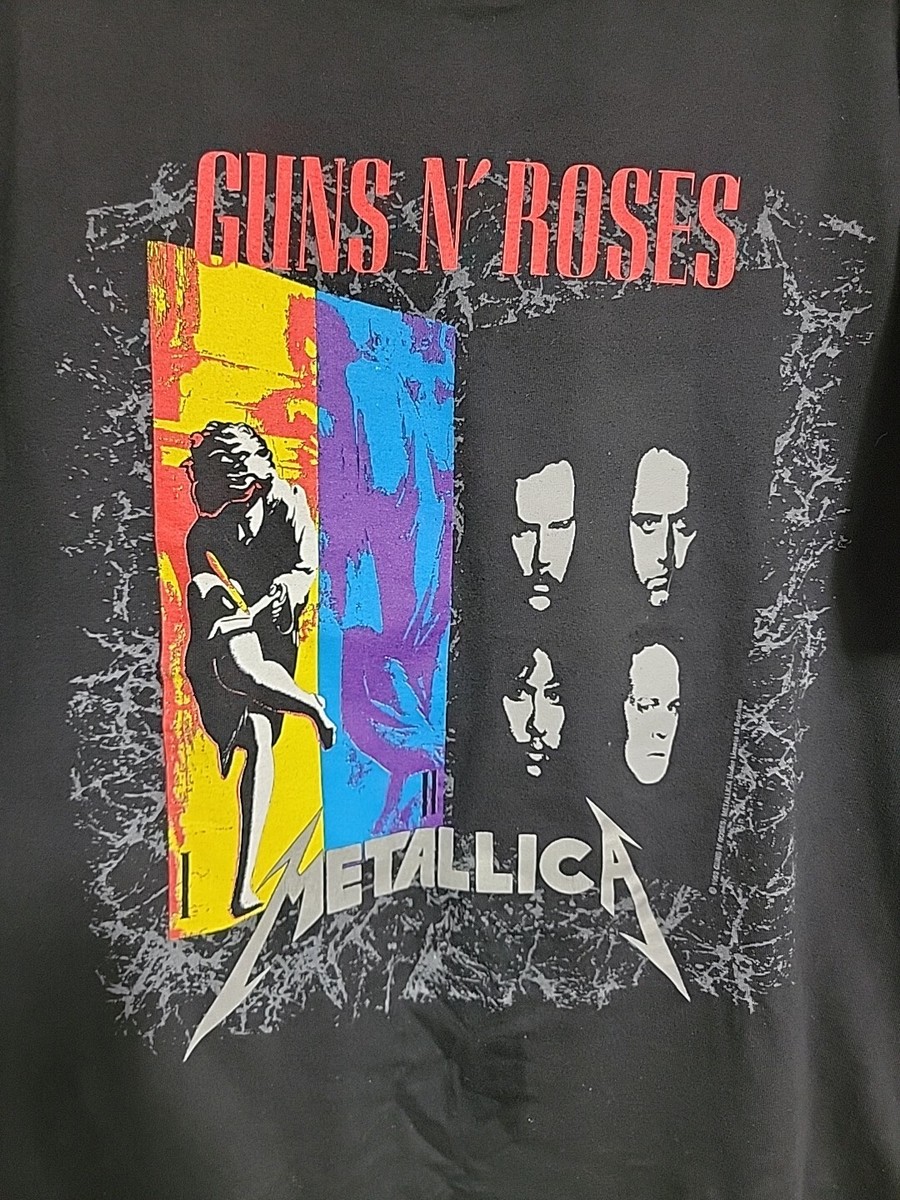VINTAGE GUNS N' ROSES METALLICA T-SHIRT LARGE 1992 CONCERT TOUR