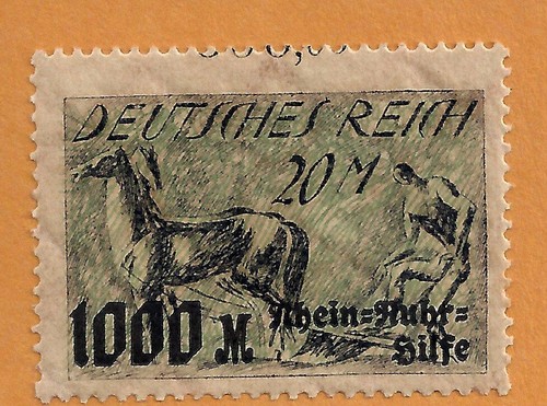 due francobolli Impero tedesco inflazione 1923, 20M 1000M - Foto 4 di 8