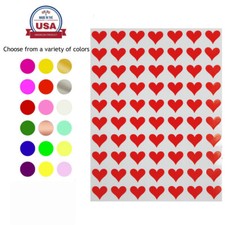 Valentines Day Heart Shape Stickers 0.5" Inch 13 mm Colored Labels for Crafts