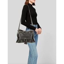 Sandro Adel Bag Pebbled Leather Shoulder Purse Tassel Adjustable Strap