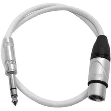 2 Foot White XLR Female to TRS Patch Cables PA DJ Cords XLRF to 1/4"