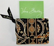 VERA BRADLEY Trifold Pocket Wallet Petite Small - Caffe' Latte - Black - Perfect