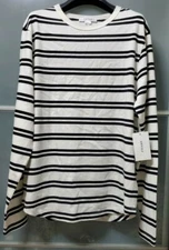 FRAME DENIM LMTS0072 STRIPED BLACK WHITE SMALL CLASSIC CRENWCK SWEATER MENS NWT