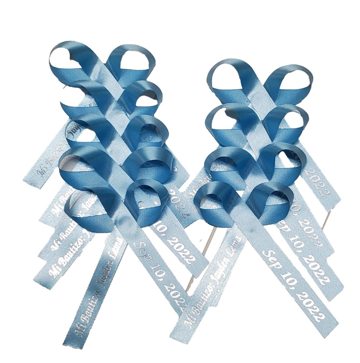 50 Personalized Satin Ribbons For Baby Showers, Weddings, Baptisms – Custom Text, Any Color