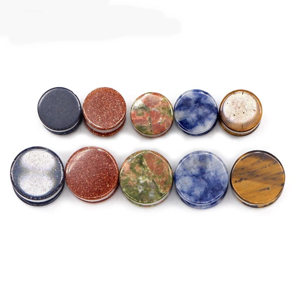 Pendientes de piedra natural túneles cartílago tragus tapones para los oídos falsos mujeres joyería corporal Foto 3 de 4