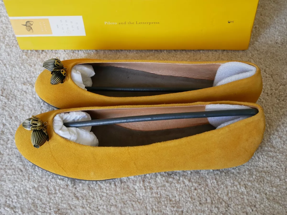 Yellow suede flats shop