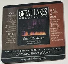 Beer Coaster - Burning River Pale Ale, Great Lakes Brewing Co - Cleveland, OH