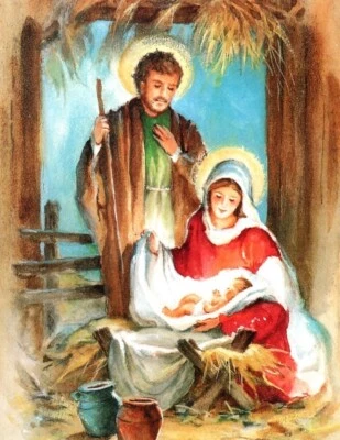 RED FARM STUDIO Merry Christmas Mary Joseph Jesus Holy Family Red Farm Greeting Cards - Set of 5