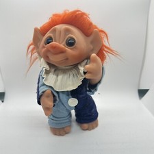 Vtg 1977 THOMAS DAM TROLL DOLL ORANGE HAIR CLOWN JESTER 604 DENMARK 9" TALL