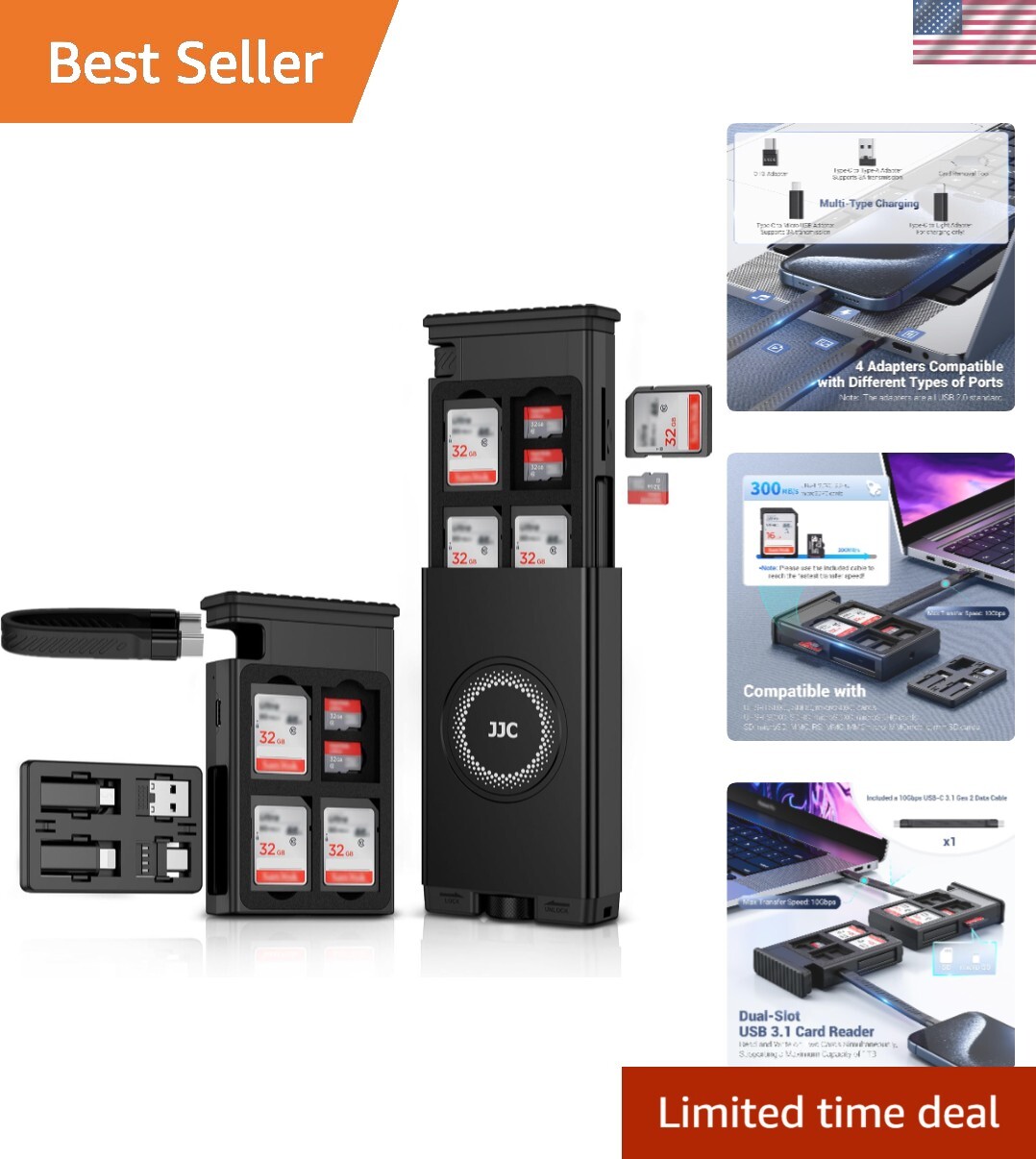 High-Speed SD Card Reader with USB-C 3.1 Gen 2 Multi-Charging Cable-image