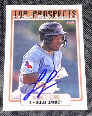 Luisangel Acuna SIGNED 2022 Hickory Crawdads SAL Prospects Card NY Mets RC Auto