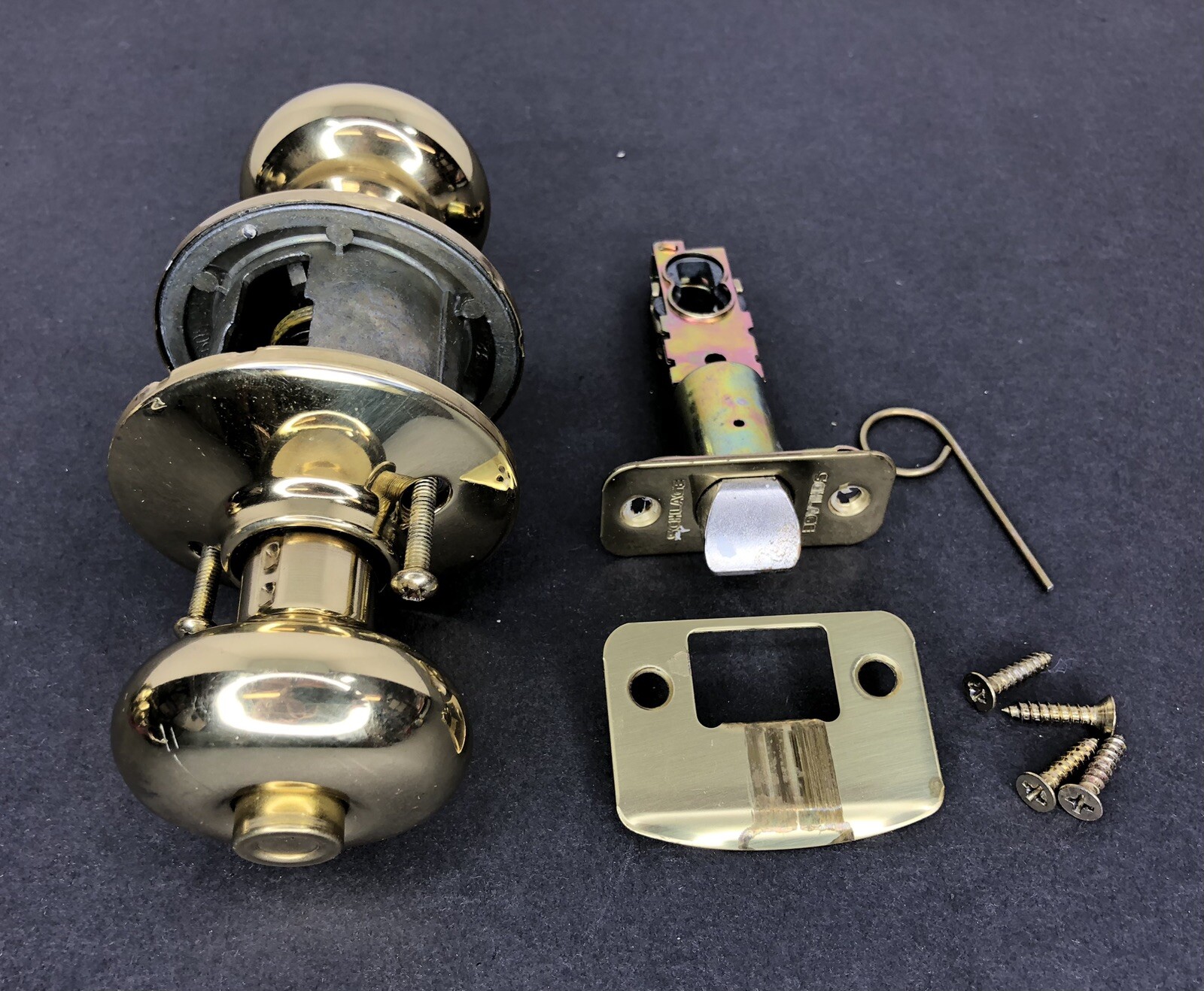 Schlage Privacy Door Knob Lockset Polished Brass Finish Replacement Plymouth-image