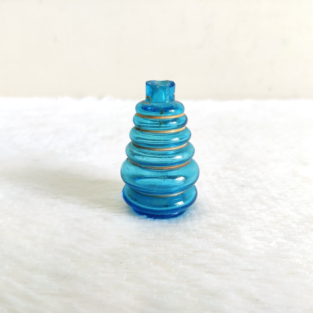 19c Vintage Old Victorian Aqua Blue Swirl Glass Perfume Bottle