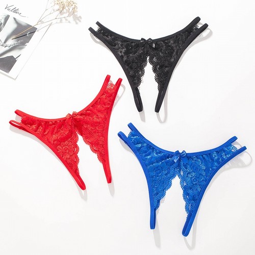 Sexy perizoma mutandine aperto all'uncinetto perizoma pizzo senza cavallo biancheria intima da notte - Foto 3 di 29