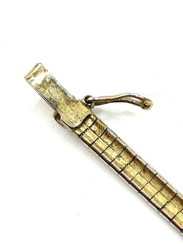 Vintage Sterling 925 Italy Tricolor Gold Silver Copper Omega Bracelet Etched - Picture 5 of 8