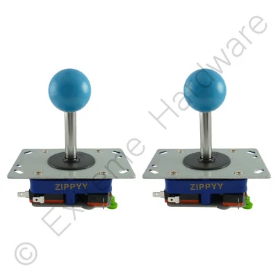 2 x Zippyy Long Shaft Ball Top Arcade Joysticks 2/4/8 Way (Blue) Zippy JAMMA