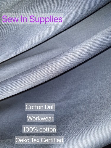 100% Cotton Drill Navy Blue Fabric By the meter Workwear Oeko Tex certified 60 - Picture 3 of 4