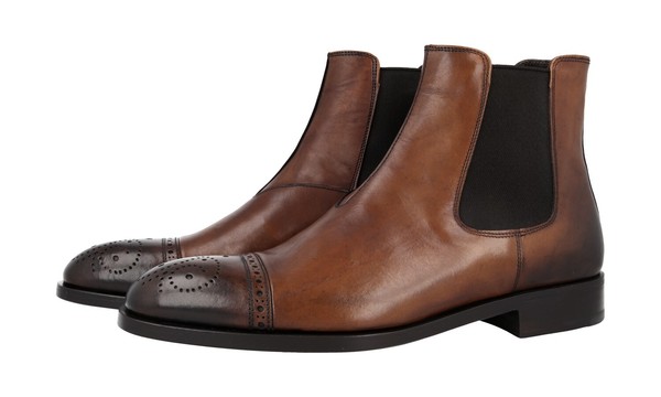 Prada Leder Budapester Cap Toe Chelsea Boots Stiefelette 2TB021 Neu - 6,5 40,5-image