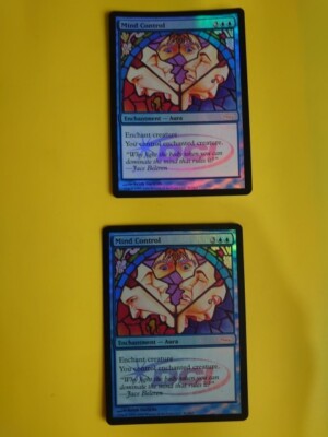 Mind Control x2 Rare Enchantment Aura DCI Magic the Gathering Karte. FOLIE