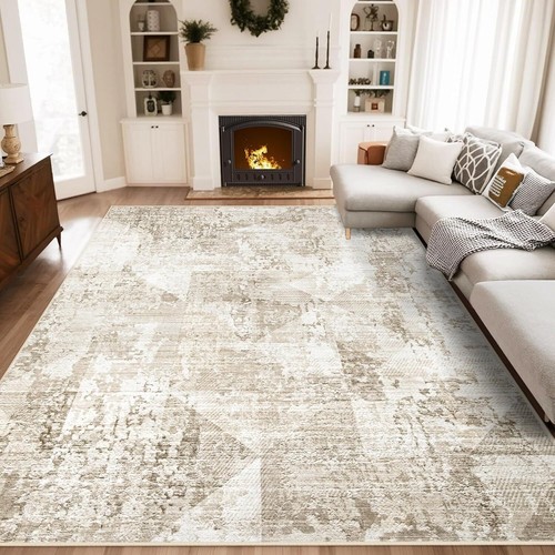 New-8x10 Area Rugs for Living Room : Washable Modern Abstract Area Rugs Low Pile