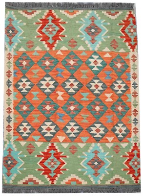 150X100 CM GRÜN HANDGEKNÜPFT AFGHANISCHER KILIM TEPPICH TÜRKISCH VINTAGE WOLLE TRIBAL CARPET