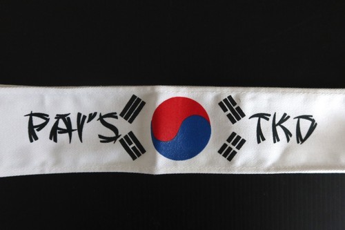 Martial Arts Headband Hand Band with Korean Flag Pai's Taekwondo 48" x 2" - Picture 2 of 4