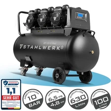 STAHLWERK Kompressor 10 bar 6,5 PS 4,8 kW 630 l/min 100 l Druckluftkompressor
