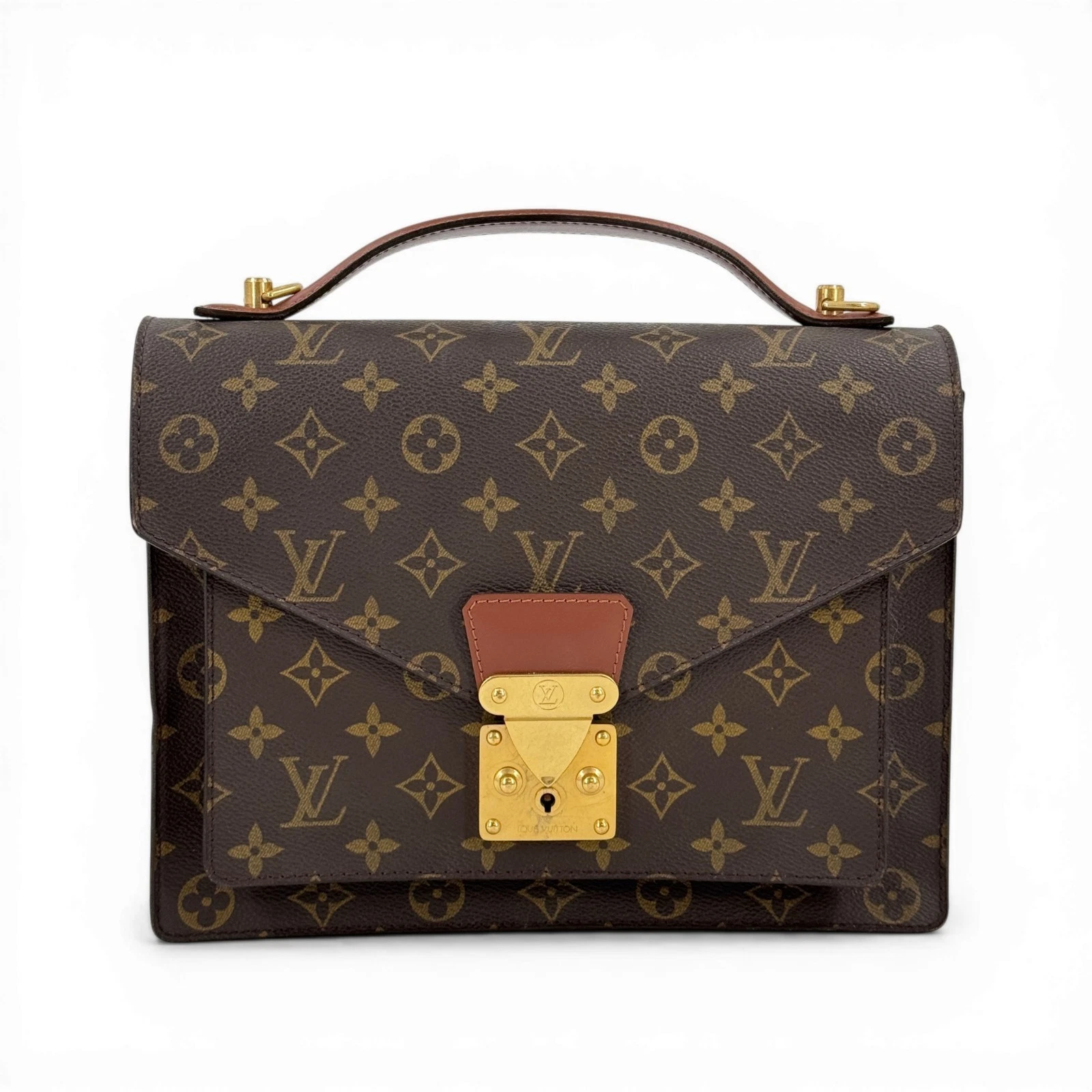 Vuitton — LOUIS VUITTON Monceau Monogram Canvas Brown 2Way Top Handle Crossbody Bag M51187