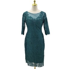 MOTHER OF THE BRIDE sz 8 M teal green lace knee length party 2 pc dress NEW B139