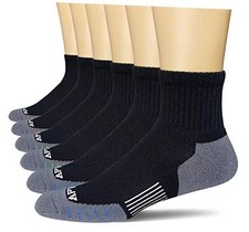 Men's Ankle Athletic Socks Running Sports Cushioned Quarter 6 6-12 Black