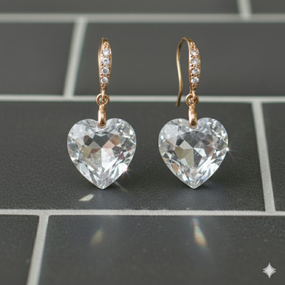 Cystal Quartz Heart Earring Sterling Silver 925 Birthstone Drop Dangle Earring