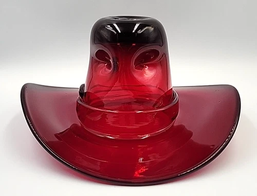 Vintage Blenko Glass #8523 Rudy Red Cowboy Hat