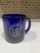Starbucks Glass Cobalt Coffee Mug 12 oz Made In USA