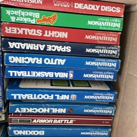 Intellivision Game Lot Auction, Games In Box Some Loose With Overlays