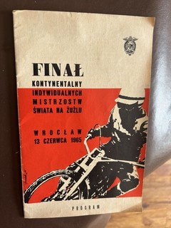 Continental Final Speedway Programme Wroclaw Poland 13/6/1965 Red Cover