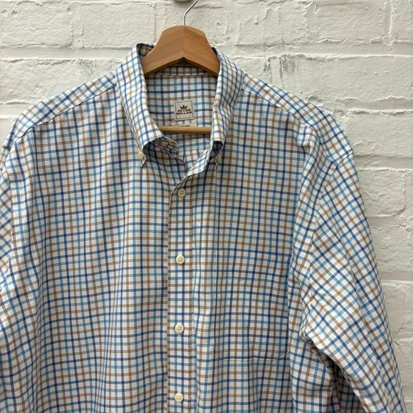 Peter Millar || Checked Button Down Shirt Blue Ta… - image 3