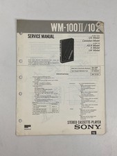 Vintage Sony WM-100II/102 Walkman Cassette Service Manual Original 