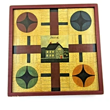Ridge Hollow Folk Art Game Board Hand painted signed Barb Wagaman Parcheesi Home