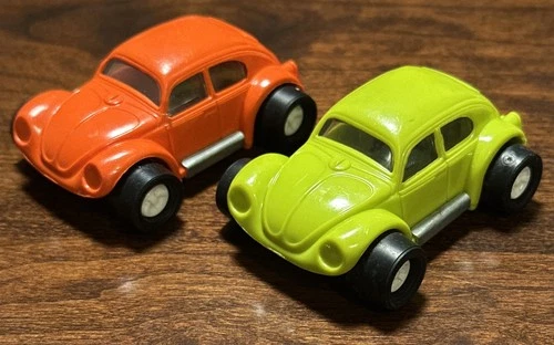 Tonka Mini VW Volkswagen Beetle Toy Car Set Vintage Lime Green & Burnt Orange