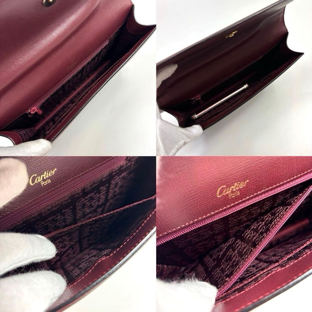 Cartier Must Line Clutch Bag Burgundy Red Vintage Japan Second Bag