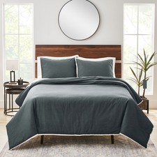 3-Piece Washed Linen-cotton Duvet Cover Set Breathable Soft Bedding Full/Queen