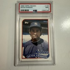 PSA 9 - 1989 Topps Traded - Deion Sanders #110T (RC) Atlanta Braves, Dallas