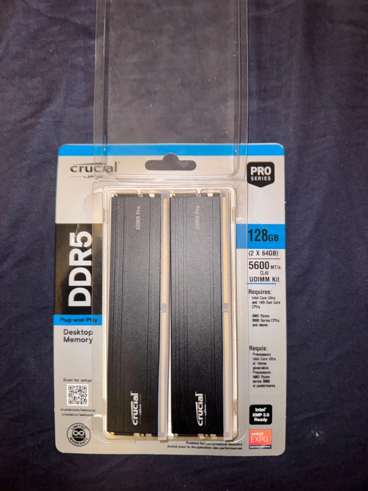 Crucial Pro 128GB Kit (2x64GB) DDR5 RAM, 5600MHz (or 5200MHz or 4800MHz) Desktop - Image 3 of 4