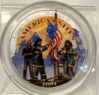 2001 AMERICAN SILVER EAGLE 9/11 MEMORIAL COLORIZED ART 999 1 OZ