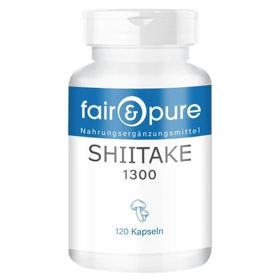 Shiitake 1300 mg - 120 Kapseln Pilzpulver - Vitalpilz - 100% vegan | fair & pure