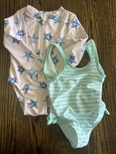 Bundle of 2 Swimsuits Toddler Girl 18-24 Month Baby Rashguard Beach Bathing Suit