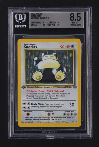 Snorlax (1st Edition) graded BGS 8.5 for sale on eBay