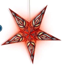 SEALED 5 PACK 24" Red Black BLOOM Blue Illuminated Paper Star Lantern Lampshade